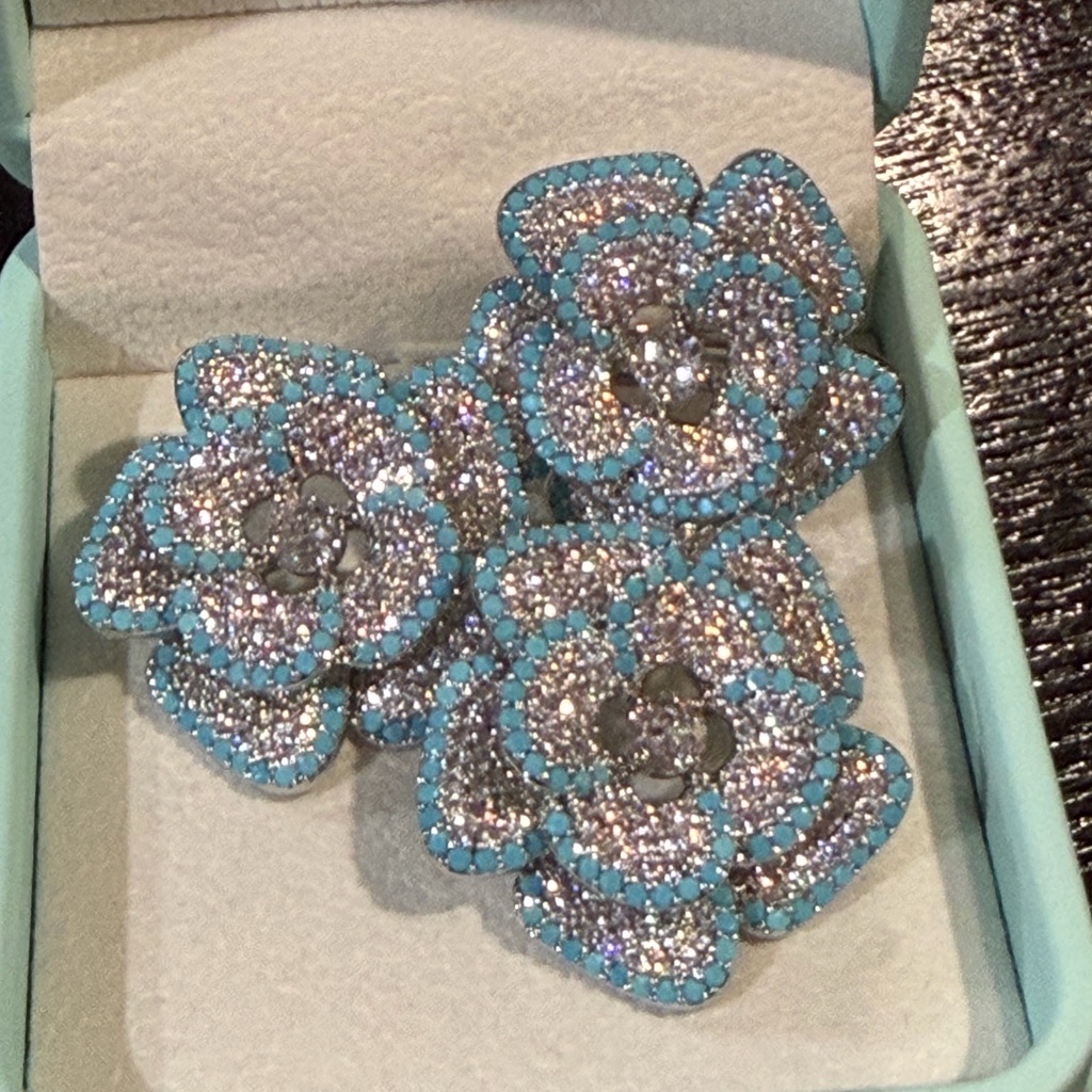 New Real Turquoise And High Quality Cz On Sterling Silver Posts Earrings + Ring